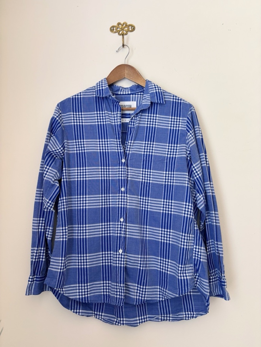 Grayson The Hero Blue Plaid Cotton Button Up Shirt Sz 3 Medium Anthropologie
